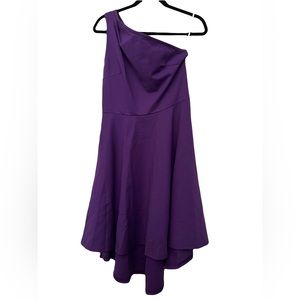 Sarin Mathews Womens One Shoulder Dress Vintage A-line High Low Hem Skater